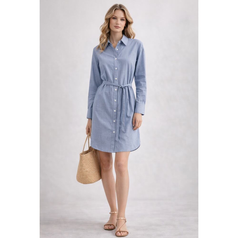 New with Tags Banana Republic Blue Shirt Dress XL 100% Cotton Belted Breathable